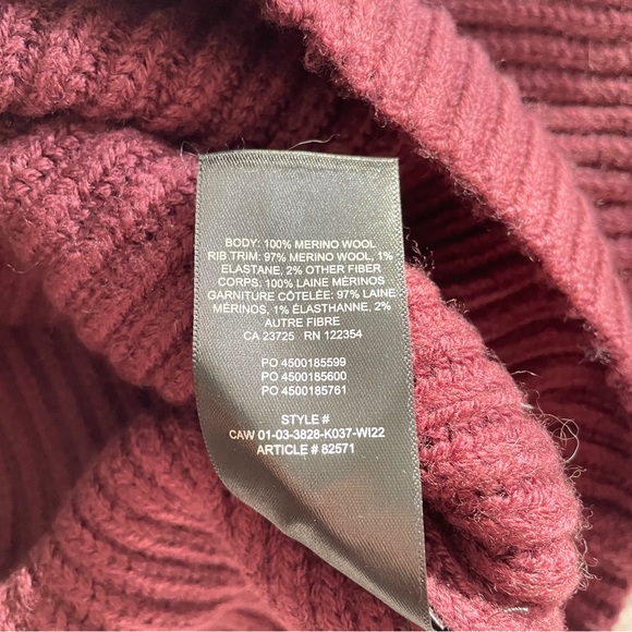 Aritzia BABATON Merino Wool Guell Sweater XS Burgundy Cropped Cowl Neck Ribbed - Picture 5 of 8
